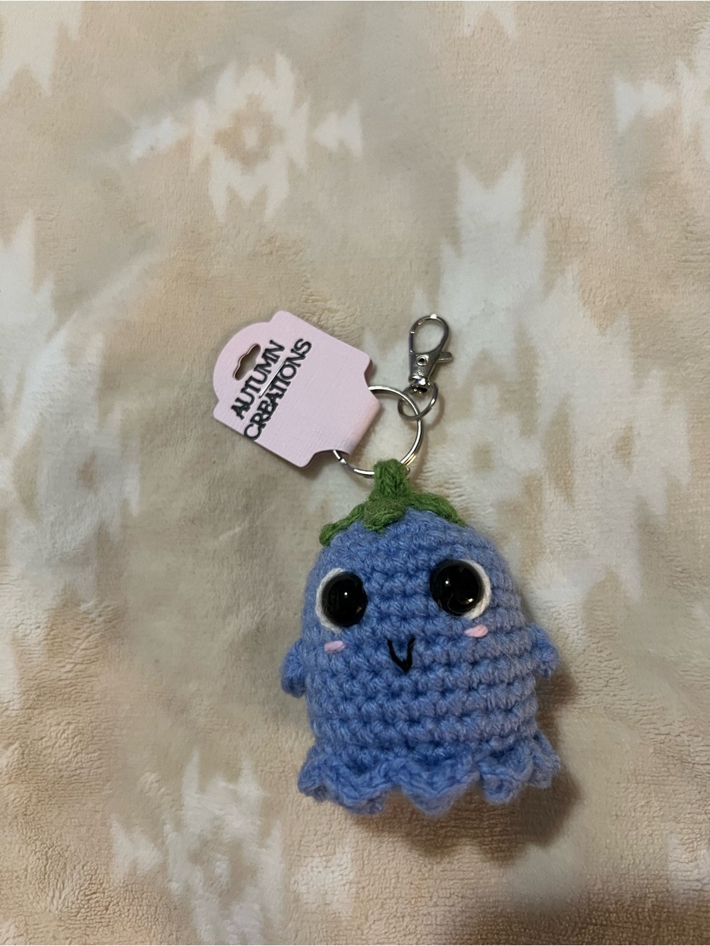 Crocheted Ghost Berry Keychain 👻 🫐